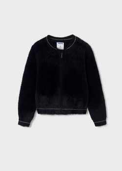 Mayoral Junior 7317-085 Sweter/bluza trykotowa z futerkiem  Negro