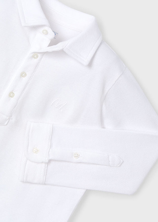 Mayoral Mini 4101-034 Koszulka polo z długim rękawem z kołnierzykiem dla chłopca Blanco