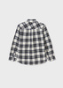 Mayoral Junior 6117-051 Koszula z dodatkiem lnu w kratę z długim rękawem dla chłopca Szara
