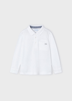 Mayoral Mini 3111-090 Koszulka polo z długim rękawem z kołnierzykiem dla chłopca Blanco
