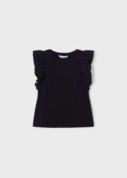 Mayoral Mini 3068-018 Koszulka bez rękawów z falbankami ECOFRIENDS czarna