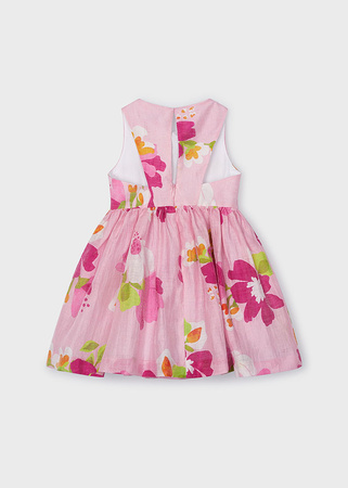 Mayoral Mini 3911-089 Sukienka z lnem dla dziewczynki Fucsia