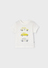Mayoral Baby 1006-074 Koszulka z krótkim rękawem ECOFRIENDS dla chłopca Samochody Ecru