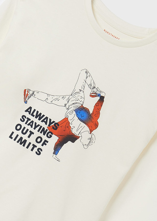 Mayoral Junior 7009-079 Zestaw 2 koszulek chłopięcych z długim rękawem ECOFRIENDS Ecru i czarna paski