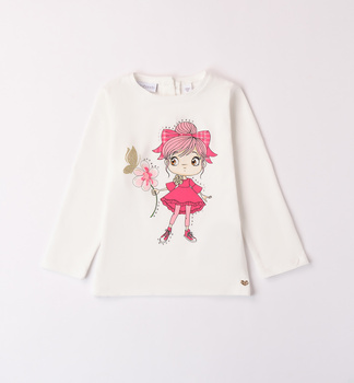 Sarabanda 0A309/00 Koszulka z długim rękawem z dżetami dla dziewczynki Ecru