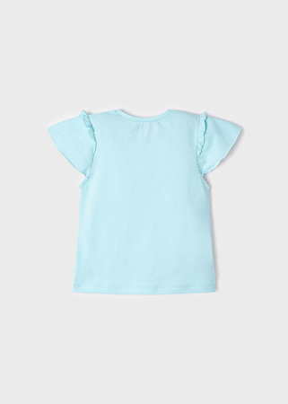 Mayoral Mini 3055-033 Koszulka z krótkim rękawem z nadrukiem i aplikacją Aqua