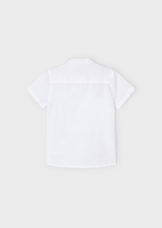 Mayoral Mini 3161-061 Koszula lniana z krótkim rękawem ze stójką dla chłopca Biała