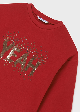 Mayoral Junior 7471-077 Bluza z dzianiny z cekinami dla dziewczynki Czerwona