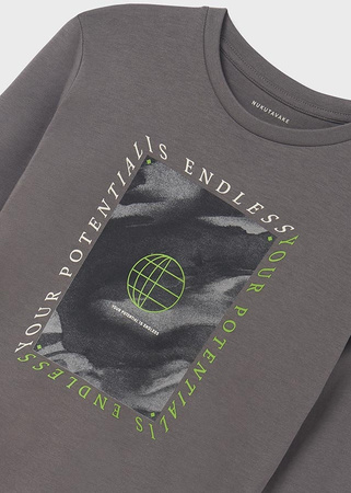 Mayoral Junior 7014-084 Zestaw 2 koszulek chłopięcych z długim rękawem ECOFRIENDS Szara i zielona