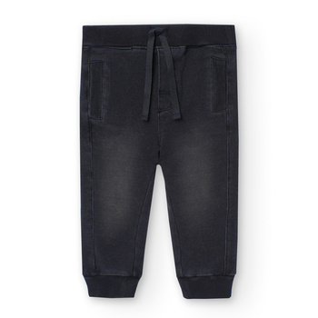 Boboli 390248 BLACK Długie spodnie dresowe a'la jeans chłopięce