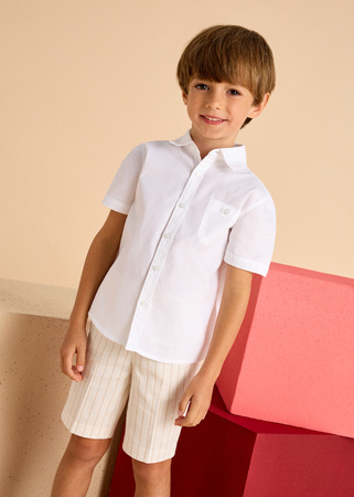 Mayoral Mini 3112-078 Koszula z krótkim rękawem z kołnierzykiem dla chłopca  Blanco