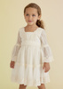Abel&Lula 5036-056 Sukienka z haftowanym tiulem dziewczynki  Ecru