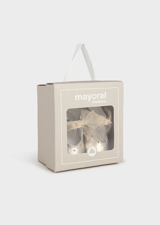 Mayoral Newborn 9814-004 Buty balerinki z kokardką dla noworodka Light gold
