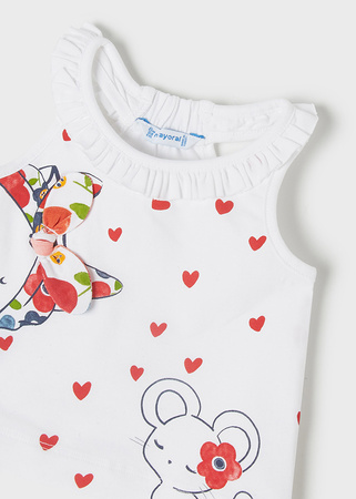 Mayoral Baby 1242-043 Komplet z szortami ECOFRIENDS dla dziewczynki Myszki granat