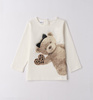 Ido 4F730/00 Koszulka z długim rękawem z nadrukiem Miś Ecru