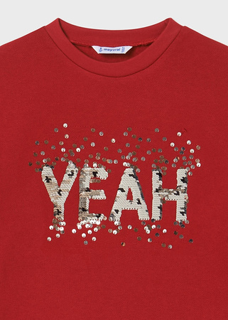 Mayoral Junior 7471-077 Bluza z dzianiny z cekinami dla dziewczynki Czerwona