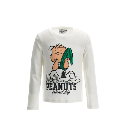 ORIGINAL MARINES DDAV3566F Koszulka z długim rękawem z cekinową aplikacją Snoopy dla dziewczynki Ecru