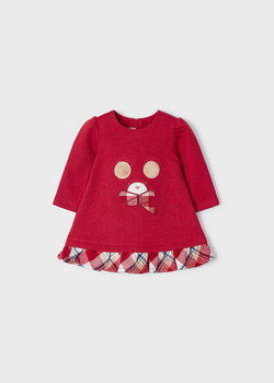 Mayoral Newborn 2823-096 Sukienka z dzianiny  łaczona dla dziewczynki Czerwona