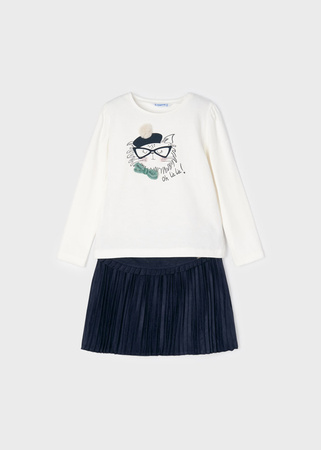 Mayoral Mini 4979-058 Komplet z plisowaną spódniczką dla dziewczynki Granat