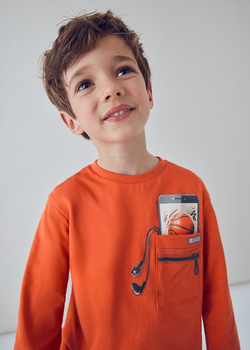 Mayoral 4078-088 Koszulka z długim rękawem z nadrukiem Naranja