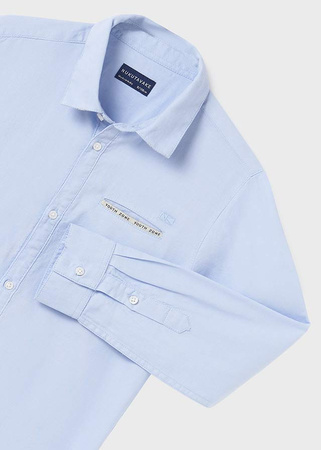 Mayoral Junior 6117-041 Koszula z długim rękawem z kołnierzykiem dla chłopca Niebieska