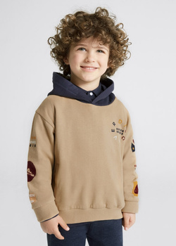 Mayoral Mini 4449-085 Bluza kontrastowa z kapturem dla chłopca Kolor beżowy