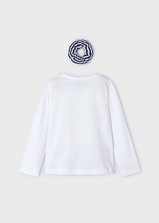 Mayoral Mini 3092-066 Koszulka z gumką do włosów dla dziewczynki ECOFRIENDS Blanco-tinta