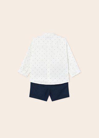 Mayoral Baby 1297-077 Komplet z bermudami z lnem dla chłopca Granatowy