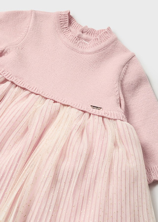 Mayoral Newborn 2858-048 Sukienka wizytowa łączona Soft pink