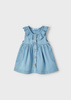 Mayoral Baby 1925-070 Sukienka z miękkiego jeansu z falbanką dla dziewczynki Niebieska