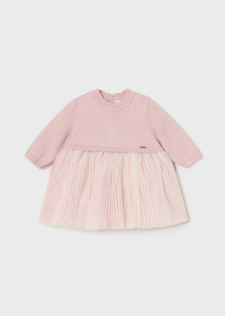 Mayoral Newborn 2858-048 Sukienka wizytowa łączona Soft pink